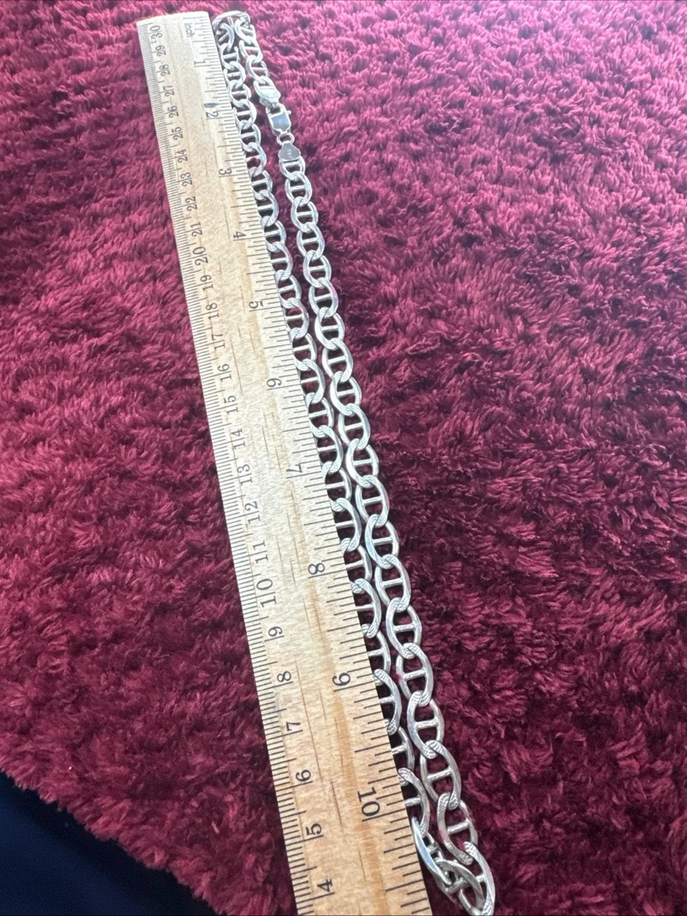 925 Sterling Silver Figaro Chain Necklace 22” 8mm 37.4g Two-Sided